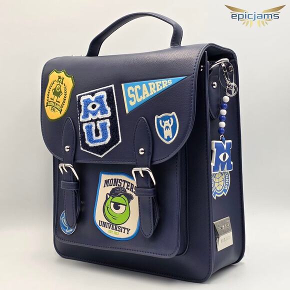 Disney Pixar Monsters Inc Mike Wazowski University Patches Blue Mini Backpack - Picture 3 of 9